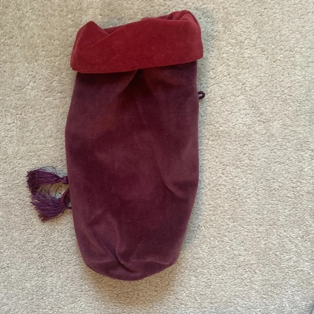 Pottery barn, red velvet wine bag